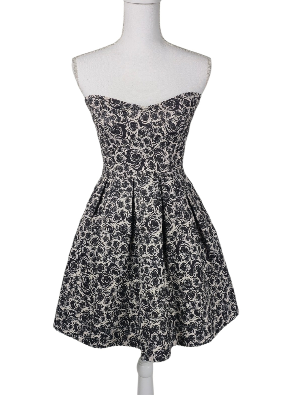 Sans Souci Black and White Strapless Floral Cocktail Dress Size Small